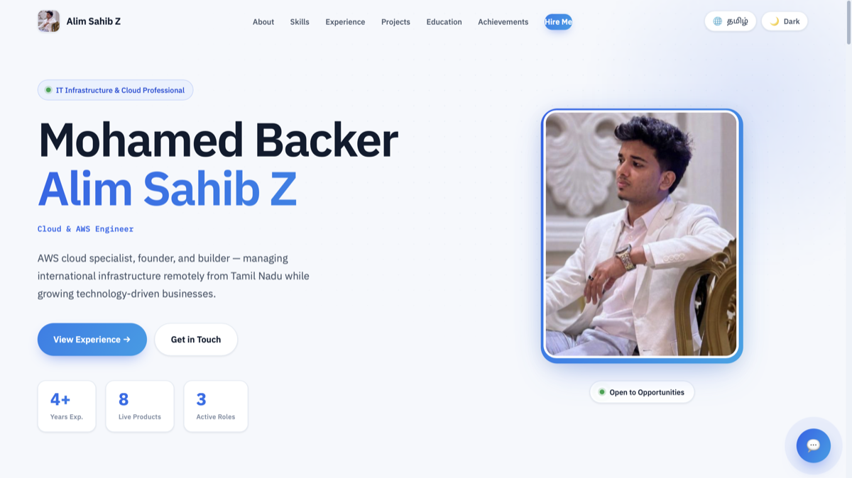 Alim Sahib Z portfolio website preview
